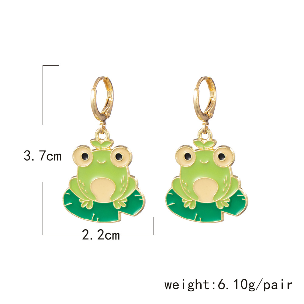 New Fashion Cartoon Frog Earrings Personality Alloy Dripping Oil Cute Color Frog Ear Clip display picture 14
