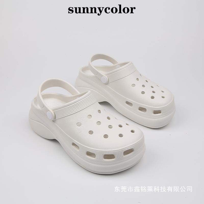 SUNNY COLOR Women's Summer Outdoor Platform Thick-Soled Fashion Sandals with Height-Increasing Heel, Two-Way Wear Half-Slippers DIY