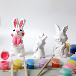 DIY Graffiti Plaster Doll White Embryo Coloring Doll Children's Handmade Toy Gift Rabbit Graffiti Painting