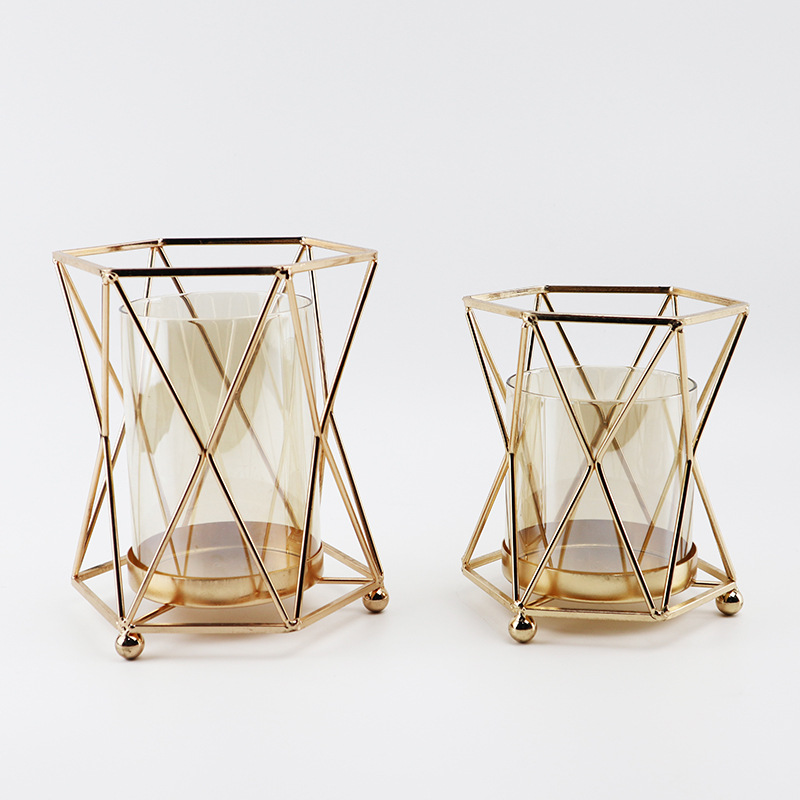 歐式現代金屬花藝花瓶客廳乾花擺件北歐輕奢餐桌插花鮮花裝飾玻璃