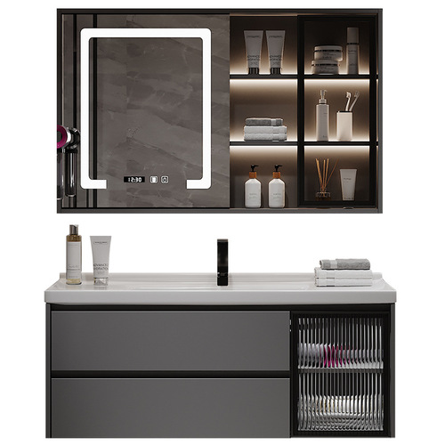 Yida modern simple ceramic integrated basin bathroom cabinet combination solid wood bathroom cabinet bathroom washbasin washbasin