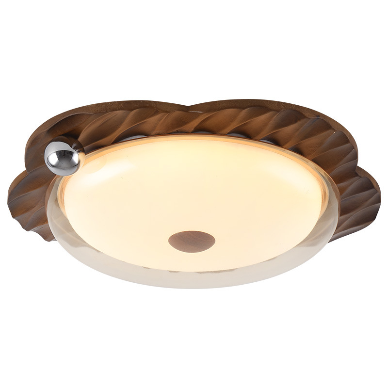 Gujiazhong estilo antiguo dormitorio lámpara de techo retro lámpara de habitación de patrón de nuez de alta gama lámpara de estudio de protección de ojos 357L