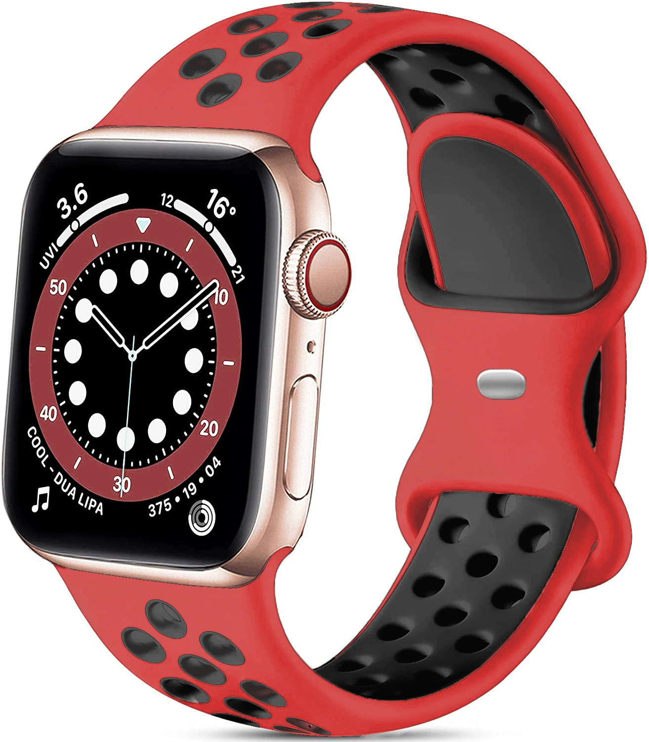 Применимый AppleWatch7 Apple двухцветный Nike силиконовый ремешок iWatch8 бабочка пряжка двухцветный дыхательный