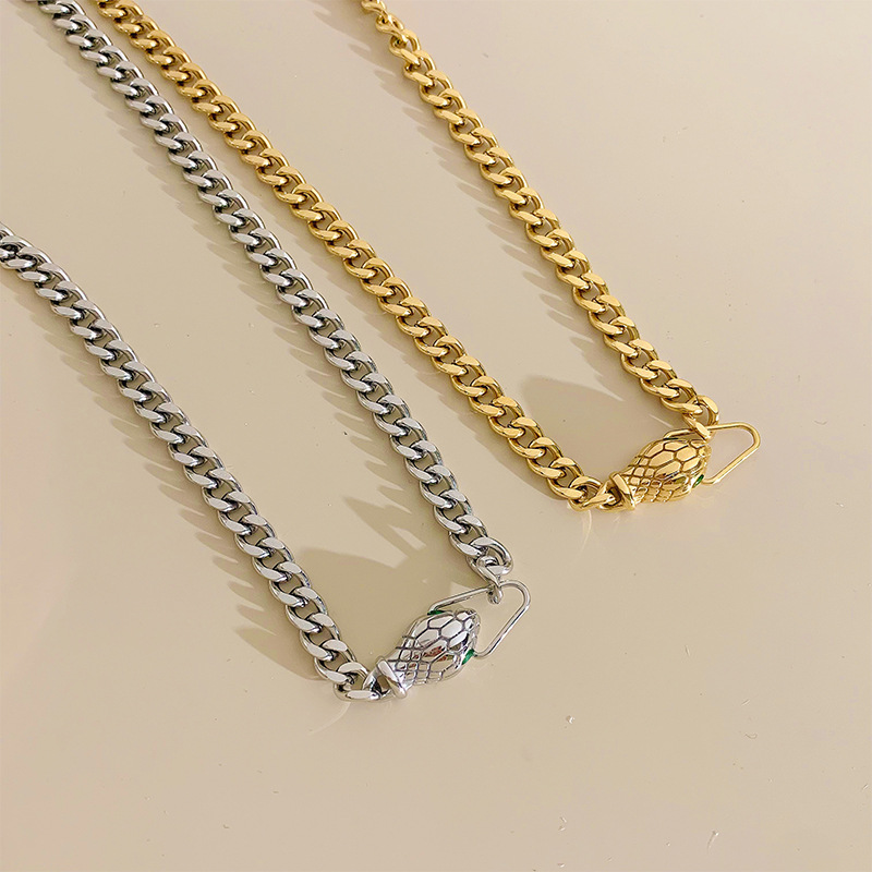 Fashion Snake Stainless Steel Artificial Gemstones Bracelets Necklace