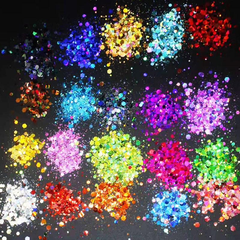 50g Laser Mixed Internet Celebrity Glitter Nail Art Sequins Resin Phone Case Liquid Sand Glitter Powder Starry Sky