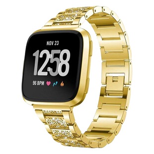 Применимо к алмазному ремешку fitbit versa3/4 versa2 с тремя бусинами Алмазный металлический ремень из нержавеющей стали со стразами