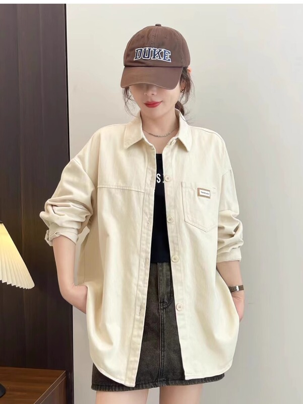 シャツトップスカジュアルシャツジャケット女性の春と秋の新しい韓国スタイルルーズレトロ香港スタイル痩身と多用途|undefined