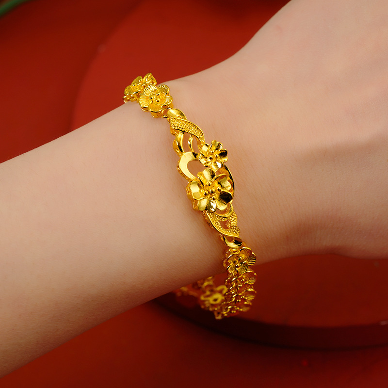 Nuevo Vietnam oro pulsera de flores de las mujeres joyería de oro de moda simple fábrica al por mayor pulsera de joyería para las mujeres