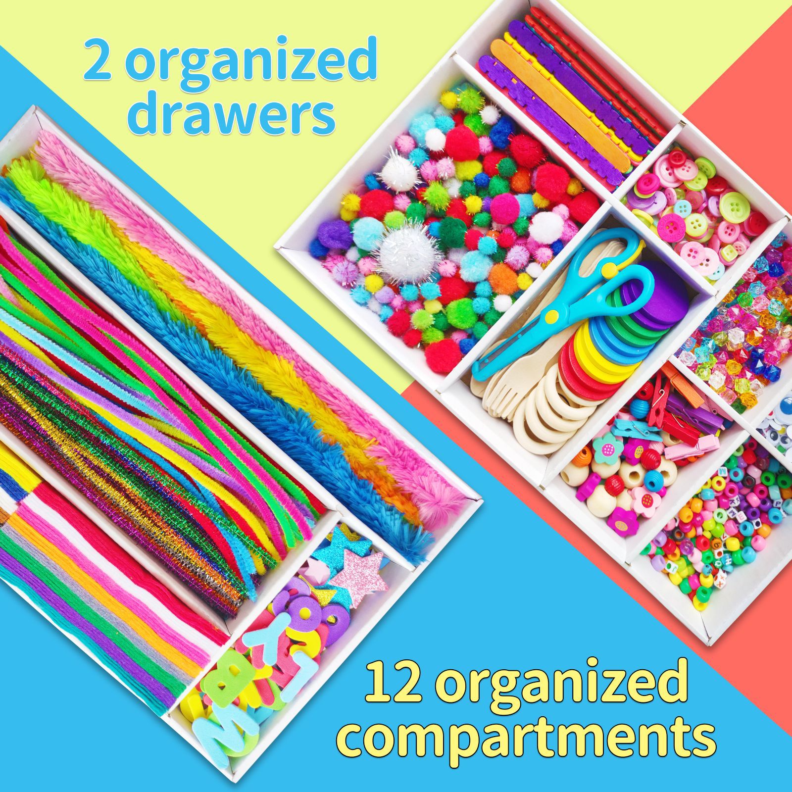 3000PCs + fur ball wool top handicraft gift box set children's luxury art supplies giant craft box