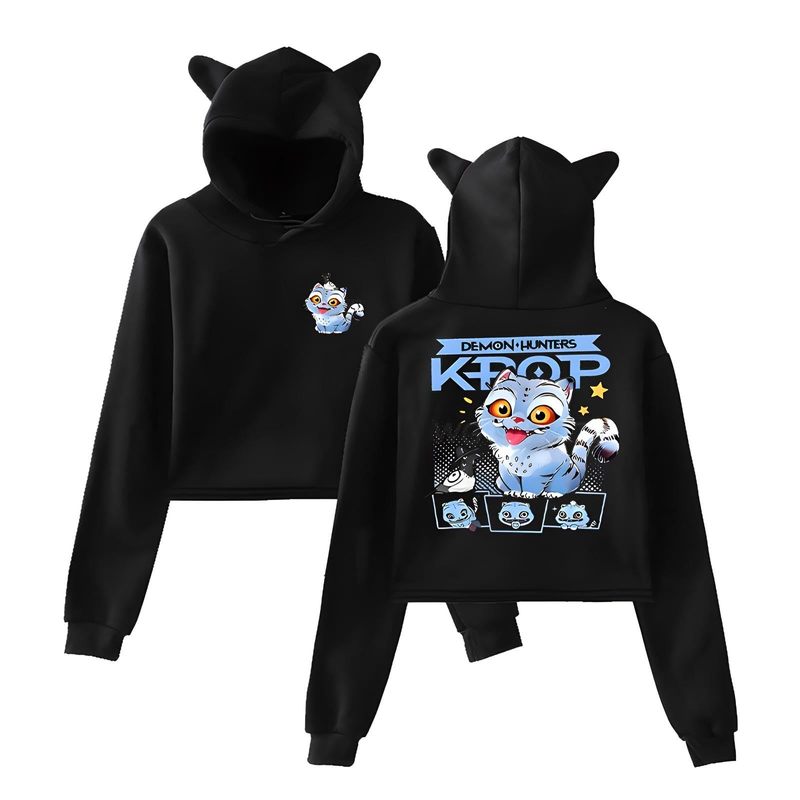 2025跨境新品KPop Demon Hunters欧美时尚猫耳朵露脐卫衣女|undefined
