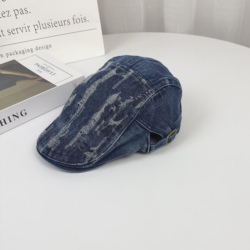 水洗牛仔前进帽女夏款夏天日系复古帽子画家帽牛仔帽贝雷帽鸭舌帽|undefined