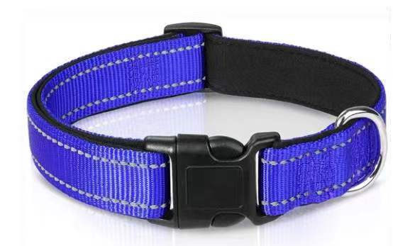 Fabricante de collar reflectante de nailon transpirable transfronterizo para mascotas, tamaño de correas ajustable para perros de tamaño mediano