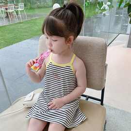 童装2026夏季新款吊带裙儿童薄连衣裙长裙女童条纹裙子冰丝裙子潮