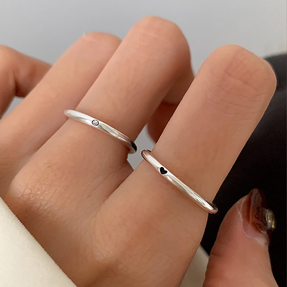 笑臉愛心食指細戒指女戒圈個性小眾甜美簡約百搭關節戒尾戒手飾潮