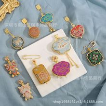 宋锦香囊托襟挂流苏吊坠汉服手工旗袍女中式汉服压襟空托diy饰品