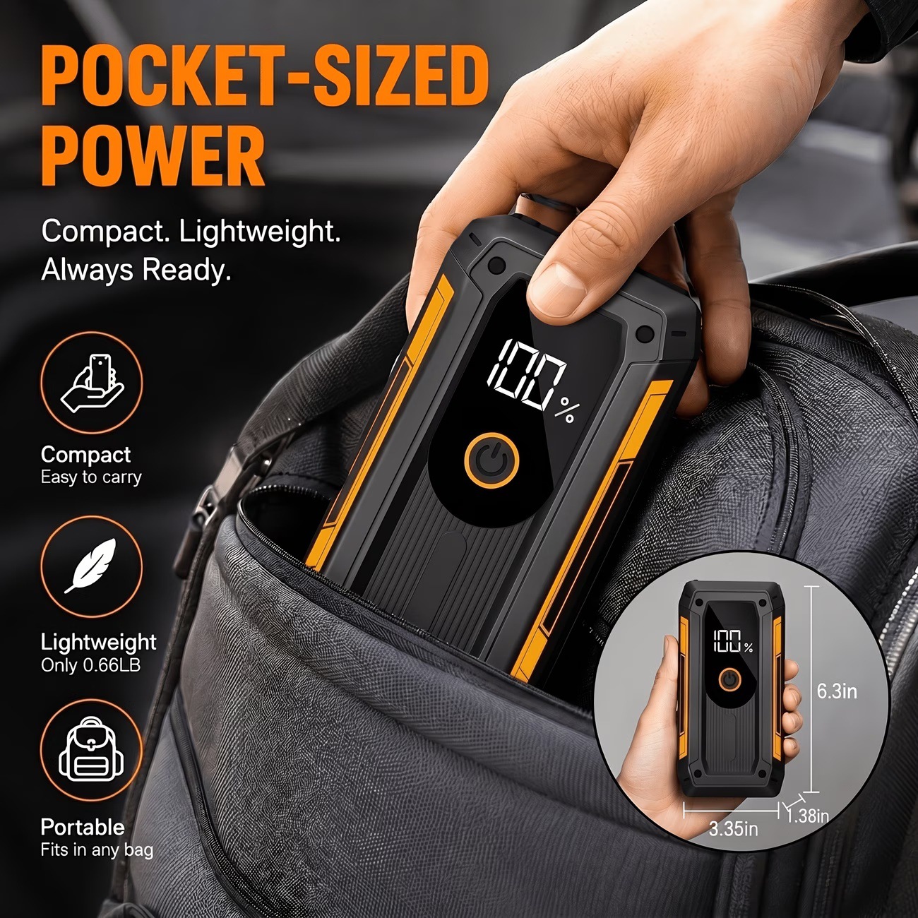 Cross-border car emergency starting power supply with complete English certification, 12V starter with power bank and lighting warning