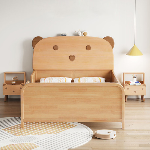 All solid wood children's bed with guardrails 1.5m boys and girls bedroom simple 1.2 single bed 1.35m small apartment