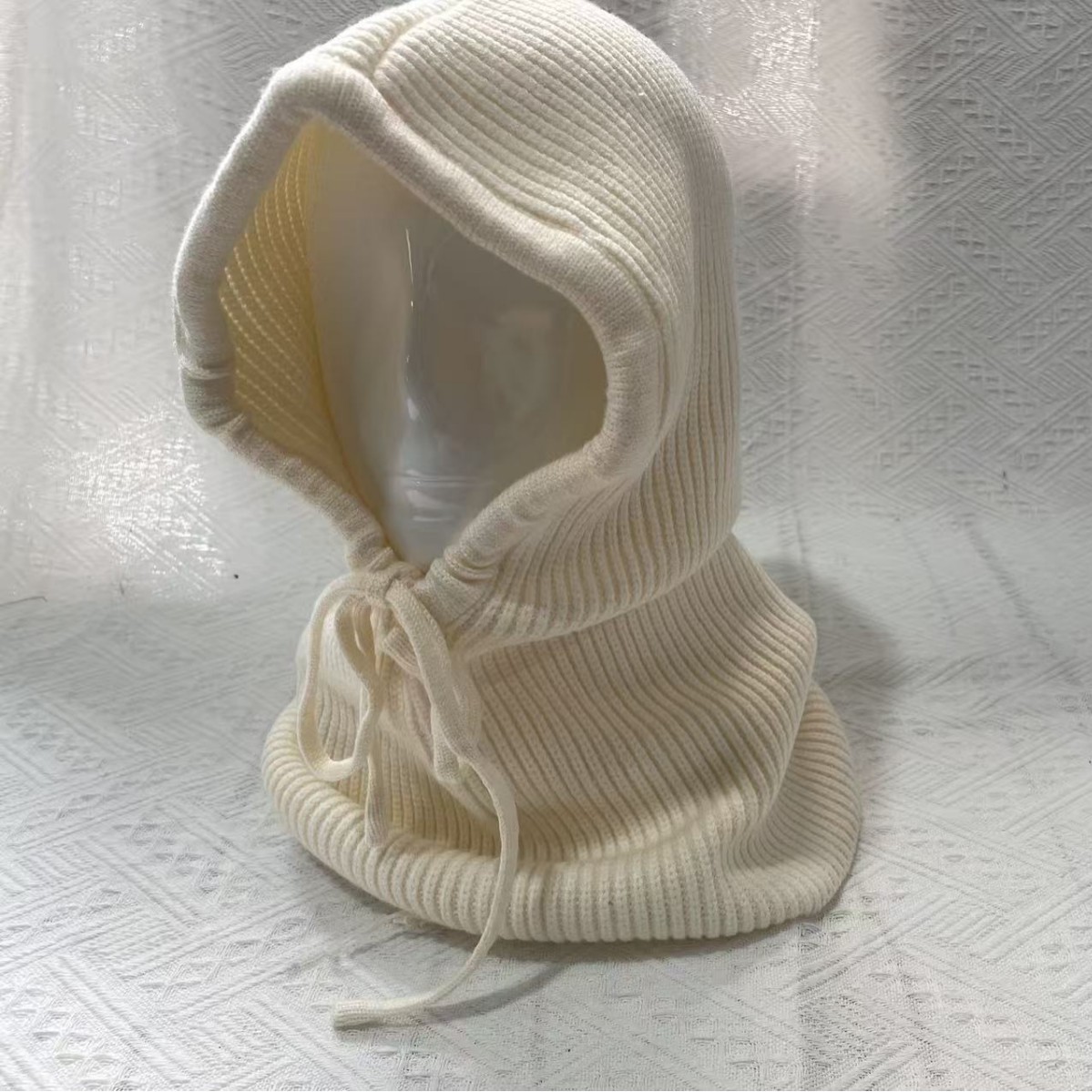 ins网红博主时髦秋冬包头兔毛帽子细针织保暖护脖护耳两用套头帽