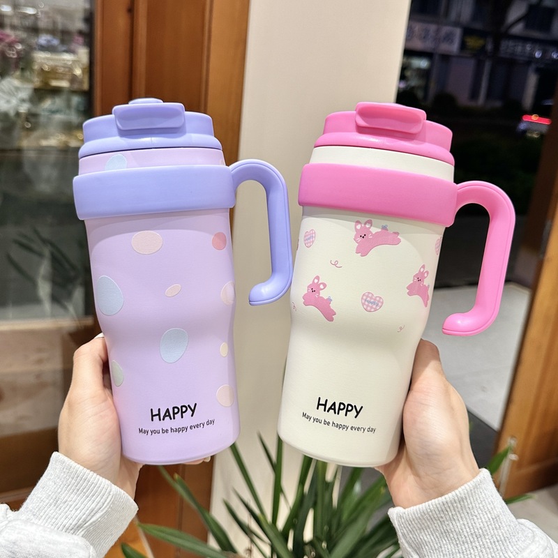316 ステンレス鋼魔法瓶カップコーヒーカップ水カップストローカップ大容量アイスカップ女の子のための高価値女性カップ|undefined