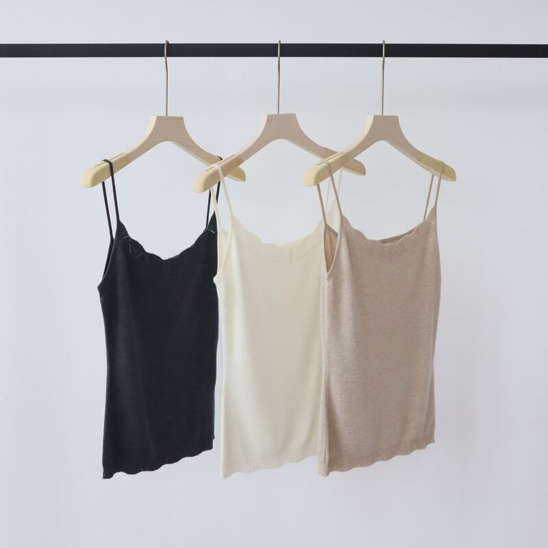 Wool and Cashmere Blend Early Autumn New Style Knit Camisole for Women with High-End Lace and Pure Desire Base Layer