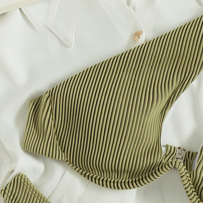solid color single shoulder strap pit strips bikini NSOLY135250