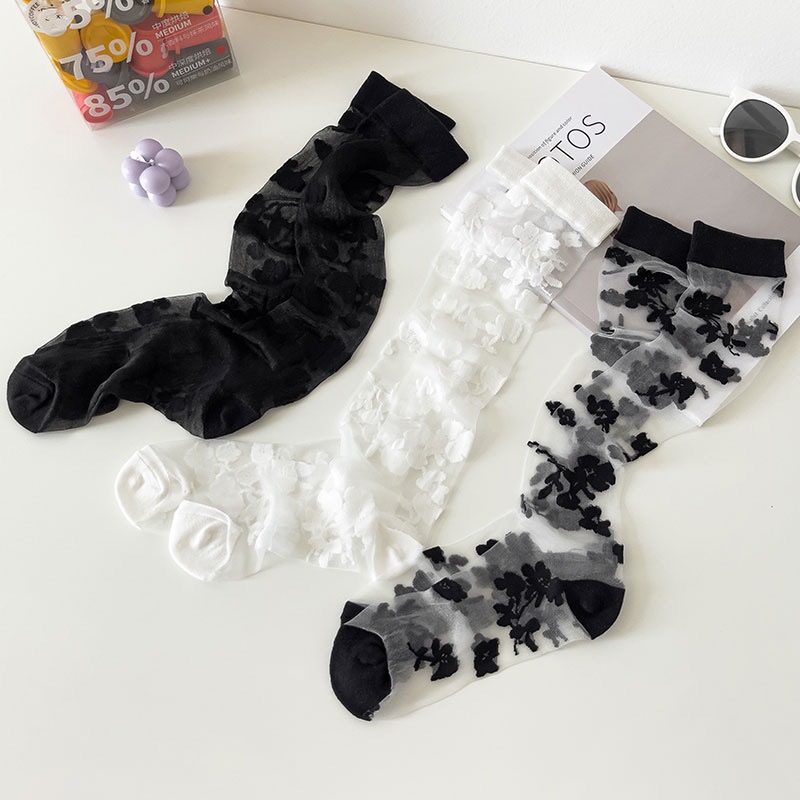 Socks Lingerie Type A Pair Modern Style Women's Flower Polyester Cotton Polyester Crew Socks