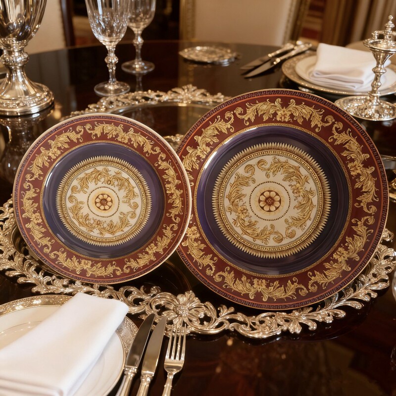 Factory Direct Sales European Luxury Gold Pattern Ceramic Dinner Plate Hotel Banquet Decorative Plate Home Dish Set