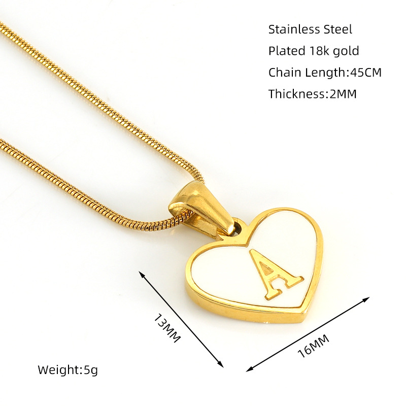 Transfronterizo ins estilo simple titanio acero Shell 26 letras inglesas amor colgante hembra 18K Acero inoxidable carta collar hembra