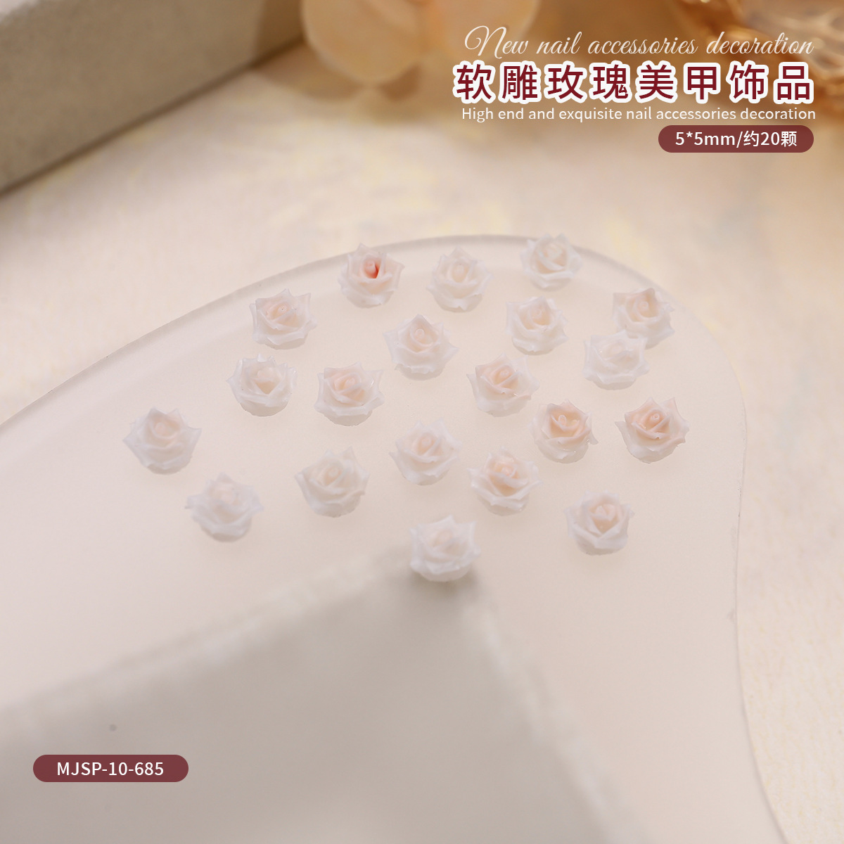 Nueva imitación de joyas de uñas rosadas caliente camellia suave tallada perforación de uñas red rojo para usar accesorios de uñas image 9