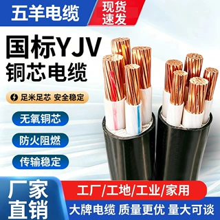 YJV国标铜芯电缆0.6/1KV阻燃工程4+1芯电缆线充电桩线户外电源线
