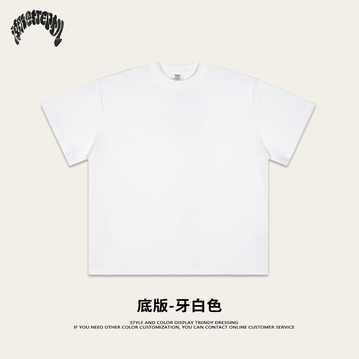 2025 verano marca de moda americana tinta blanca impresión directa de chorro de tinta hombre manga corta cuello redondo suelto pesado camiseta personalizada para hombres