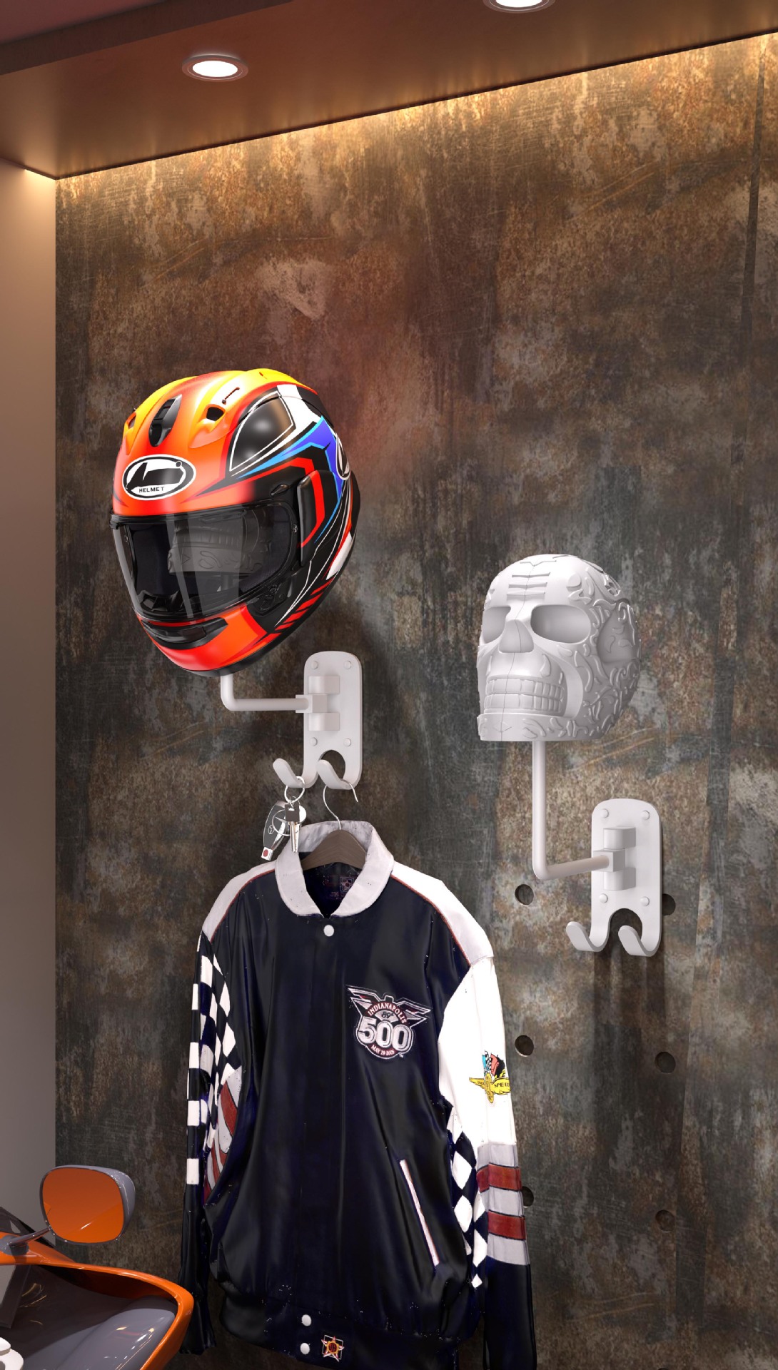 Cross-Border Halloween Decorative Ornaments Motorcycle Helmet Holder Metal Ornaments Hat Storage Rack Wall-Mounted Hook