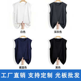 100%纯棉男女同款背心夏季健身运动无袖跨栏外穿白色全棉打底汗衫