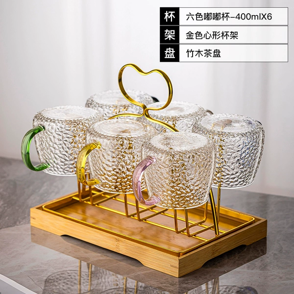 6-color Dudu cup + heart-shaped cup holder + bamboo tea tray ⚑⚑