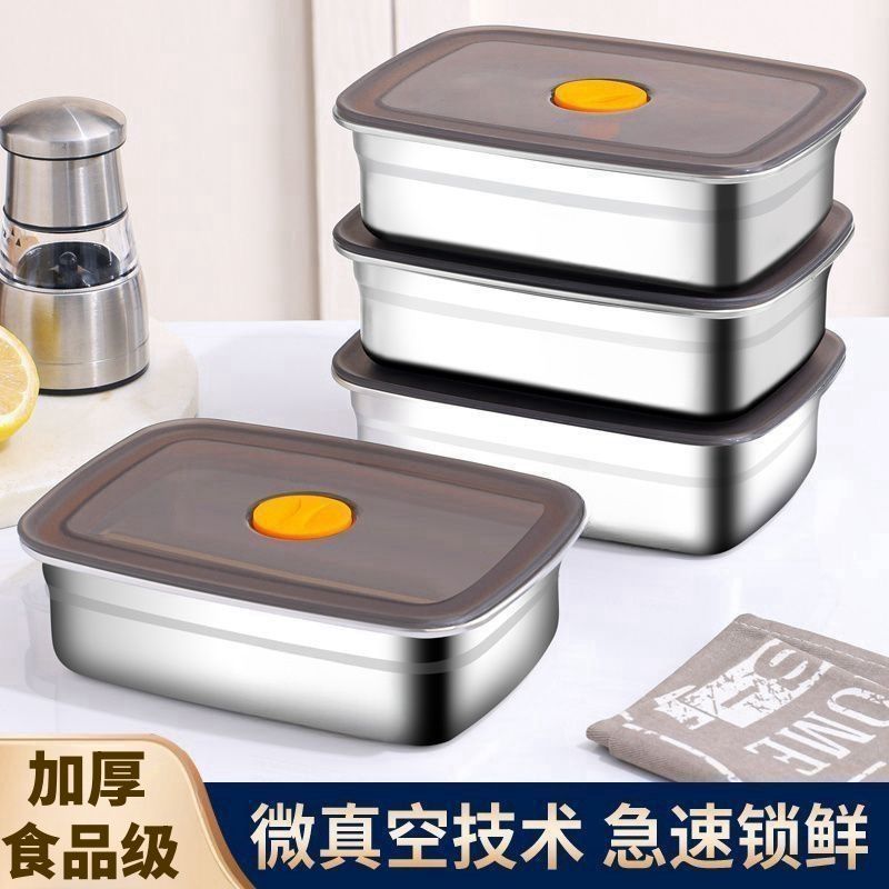 Fiambrera de acero inoxidable sellada con tapa de grado alimenticio engrosada con tapa frigorífico fresco caja de bento caja rectangular multiusos