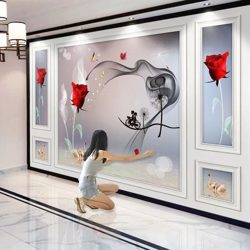 3d北欧电视背景墙布5d网红客厅卧室装饰墙画8d立体现代影视墙壁纸|undefined