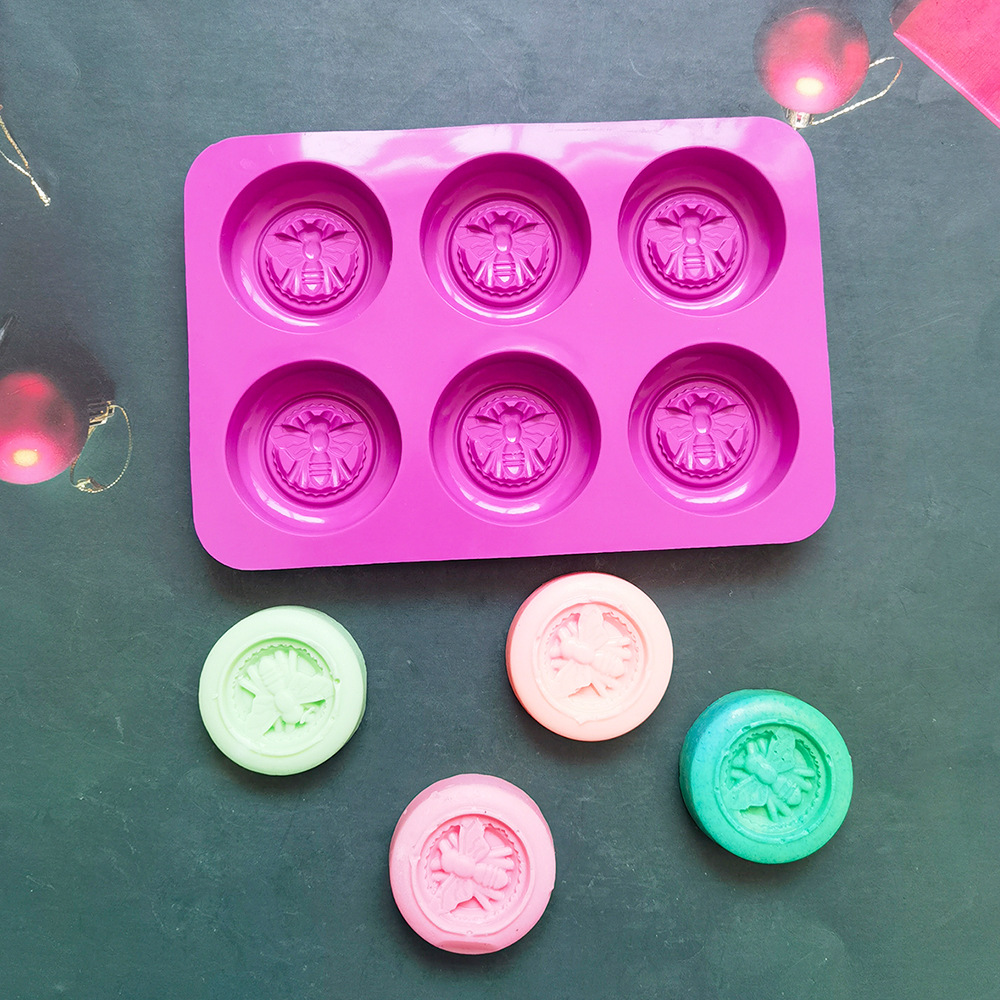 Silicone 6 con jabón de abeja redondo 563 molde de pastel aromático pudín congelado molde de pastel de mousse