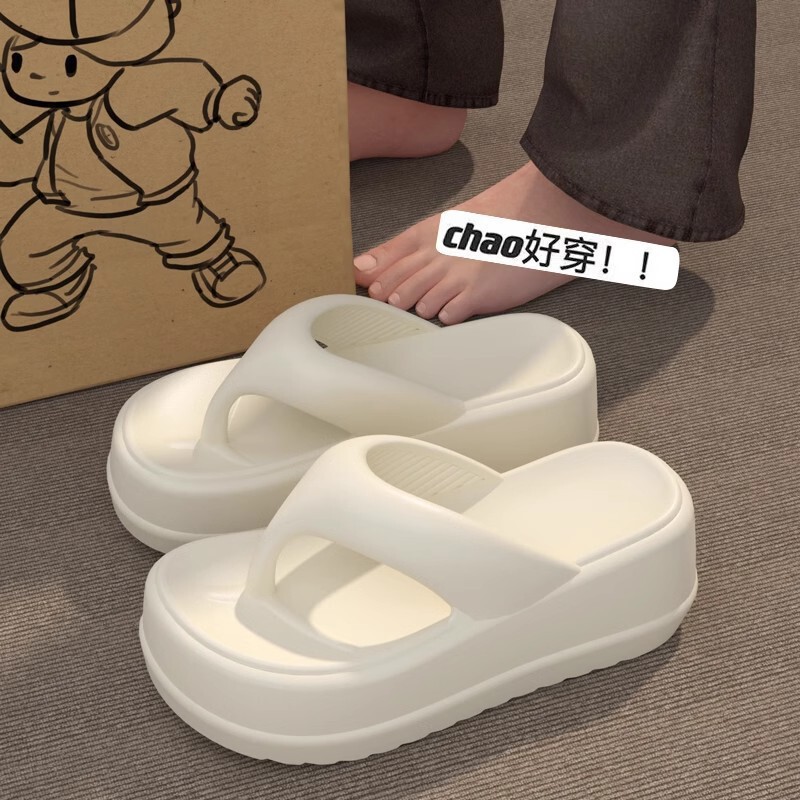 Fashion Thick-Soled Eva Flip-Flops for Women, Summer Outdoor Non-Slip Height-Increasing Slippers, Advanced New Style with a Stepping-On-Clouds Feel, Wholesale