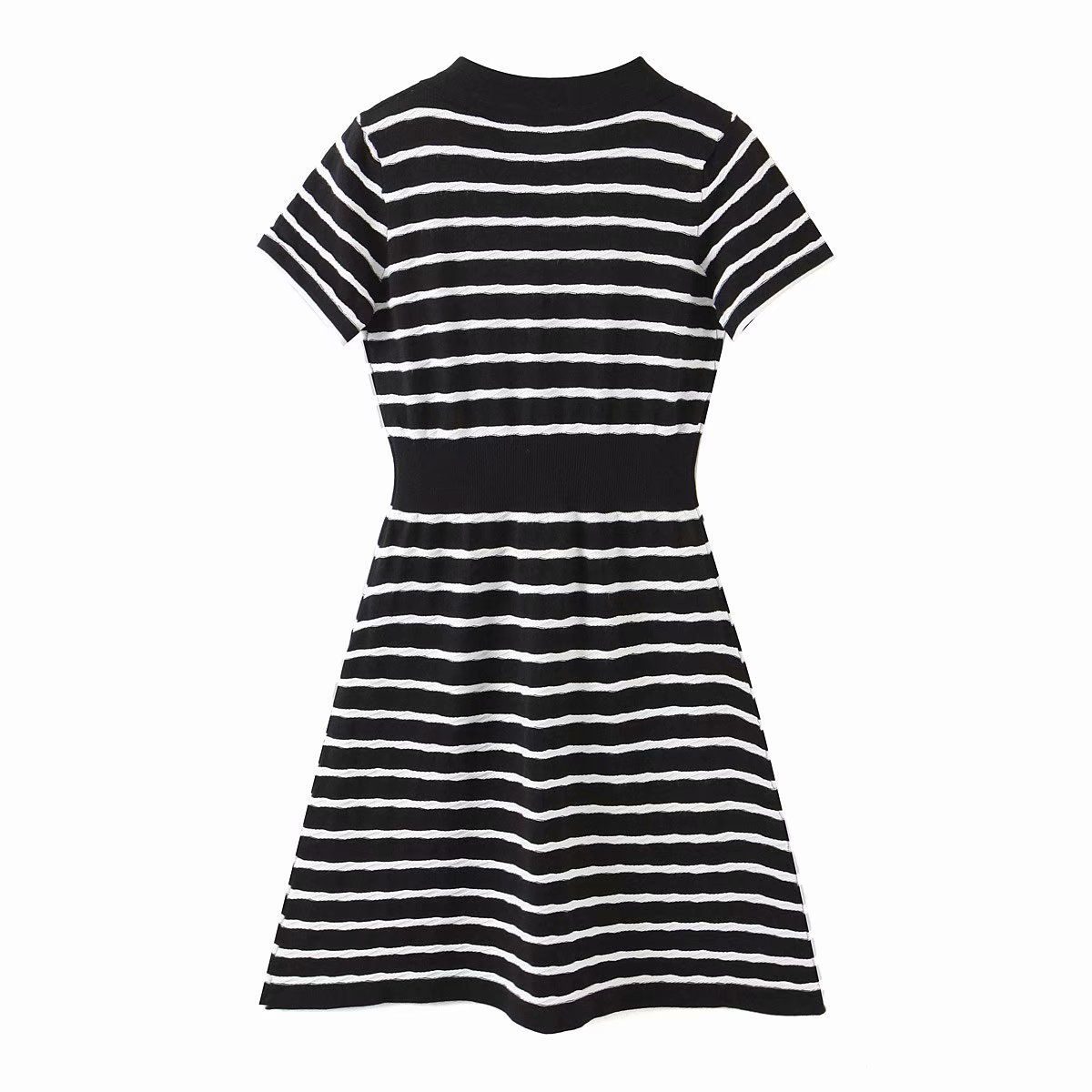 fragrant wind polo collar striped knitted dress Nihaostyles wholesale clothing vendor NSAM75920