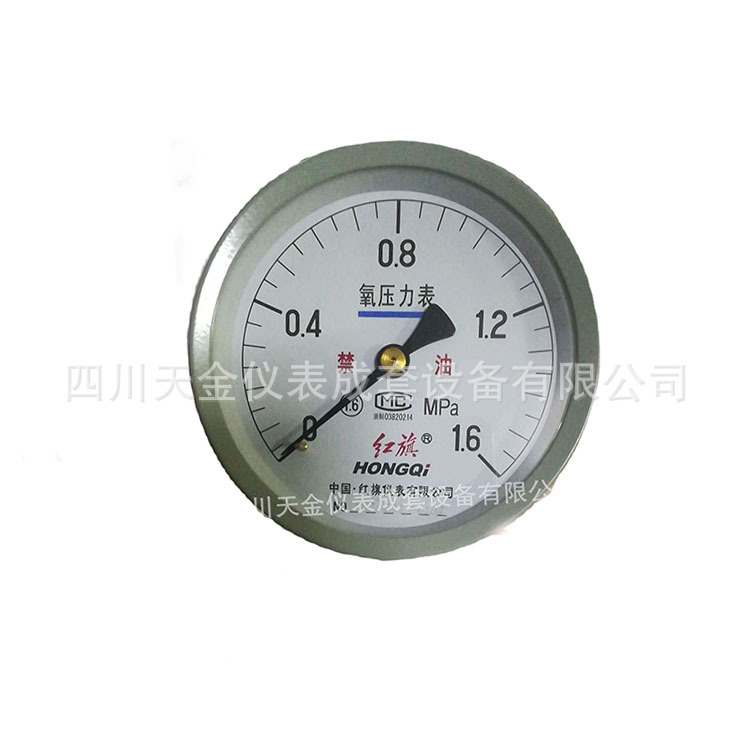 现货供应红旗仪表压力表氧气压力表YO100Z 0-1.6MPA高精度液压表