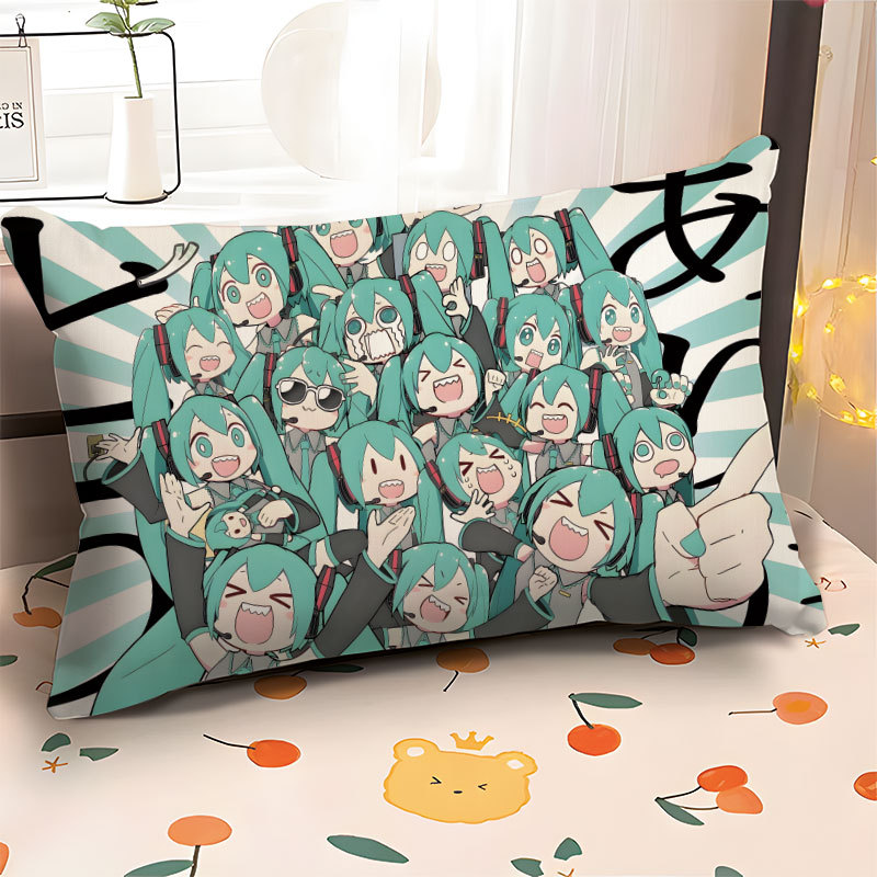 Hatsune Miku Pillow Cute Anime Double-Sided Rectangular Pillow Room Bedroom Pillow Pillowcase Super Soft Cushion