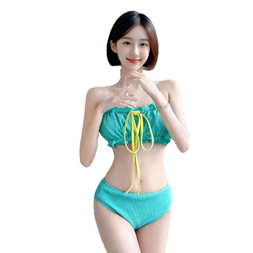 2025 Women's Dopamine-Powered Youthful Teenage Bikini: 3-Piece Split Set for Hot Springs & Beach Getaways