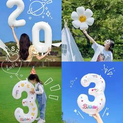 32インチデジタルアルミ型風船白色屋外児童満1歳誕生日装飾パーティーシーン配置写真撮影道具