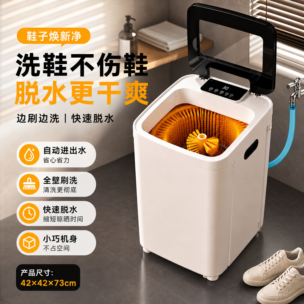 Yangzi fully automatic shoe washing machine, new model, large-capacity shoe cleaning machine for home use, all-in-one washing, rinsing, and drying, wholesale