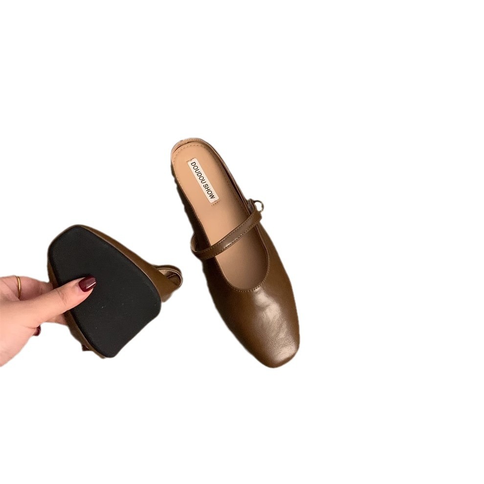 Zapatillas de primavera y verano de 2025 un pedazo de nuevo chinas zapatillas de un solo hombre perezoso Lefour zapatillas de cabeza zapatillas de mujer francesa