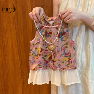 Girls' Chinese Style Dress for Summer - New Fashionable Vest Dress for One-Year-Old and Young Girls with Ancient Style
