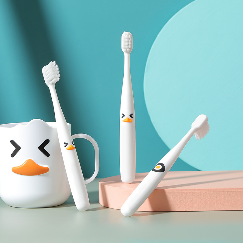 Mi Xuan Xiao Bai Duck Children's Antibacterial Toothbrush Single Pack 6-12 Years Old Cartoon Baby Soft Hair Gingival Protection Toothbrush Wholesale