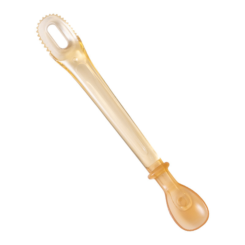 PPSU cuchara de barro de raspado de doble cabeza cuchara de barro de frutas para bebés cucharas de cubierta cucharas de alimentación de silicona raspadora
