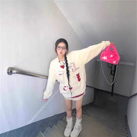 奶fufu慵懒可爱厚毛衣女冬季圣诞氛围感穿搭水貂毛针织甜酷风上