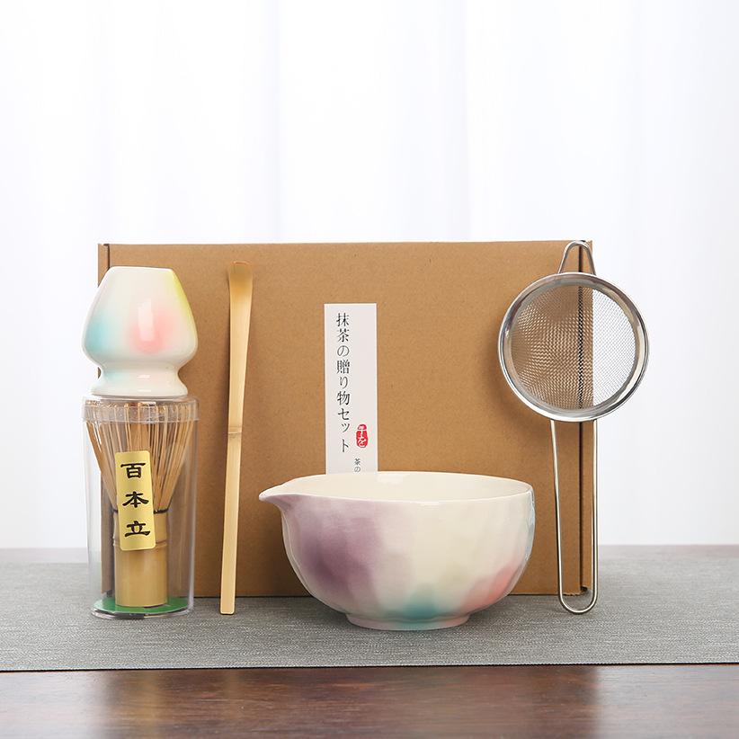 Juego de matcha degradado de matcha de estilo japonés exclusivo transfronterizo, cepillo de té Baibenli, juego de 5 piezas de herramientas de té de la dinastía Song
